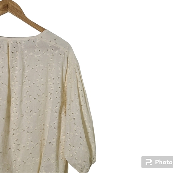 FREE PEOPLE Stars Align Long Sleeve Button Down Cotton Eyelet Top Size M - Picture 13 of 16